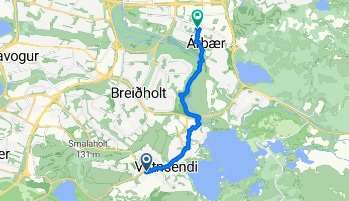 Tröllakór, Kópavogur to Hraunbær, Reykjavík