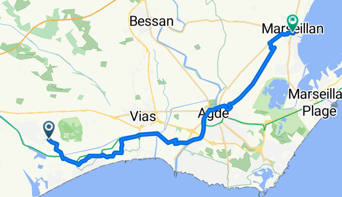 Chemin des Tresses, Portiragnes to Place du 14 Juillet, Marseillan