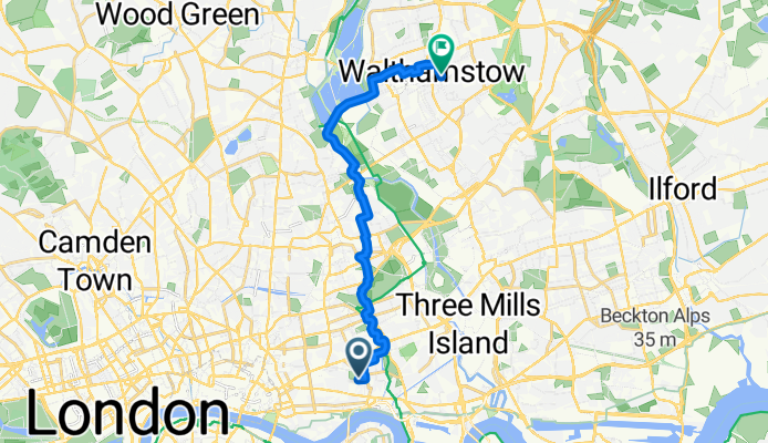 Senrab Street, London to St Mary Road, London