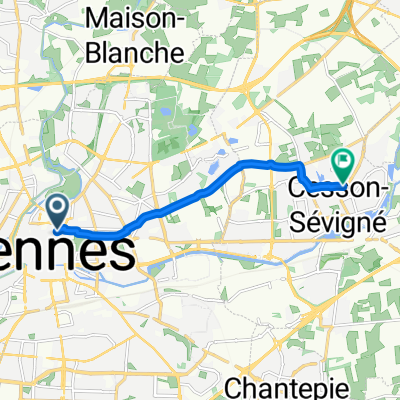 Rue de Robien, Rennes à Boulevard des Métairies, Cesson-Sévigné