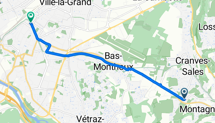 Chemin Lapraz, Cranves-Sales à Esplanade François Mitterrand, Annemasse