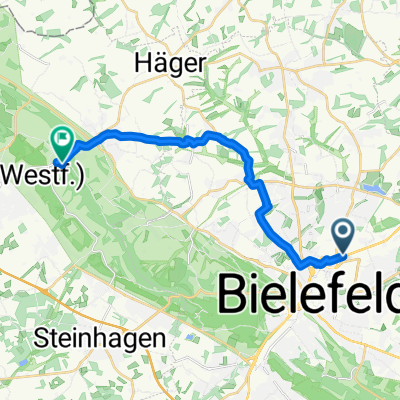 Herforder Straße, Bielefeld nach Grüner Weg, Halle (Westfalen)