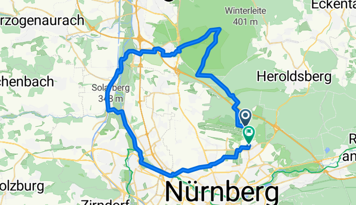 Teilstück Nürnberger Gravel Tour von Ziegelstein über Tennenlohe, Solarberg zurück