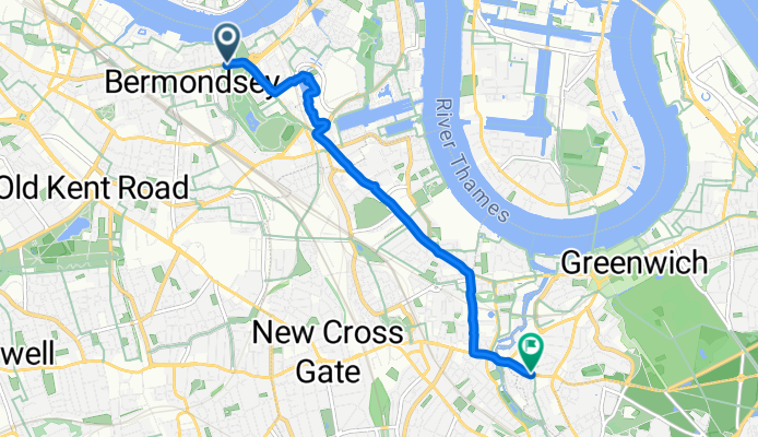 Jamaica Road, London to Blackheath Road, London