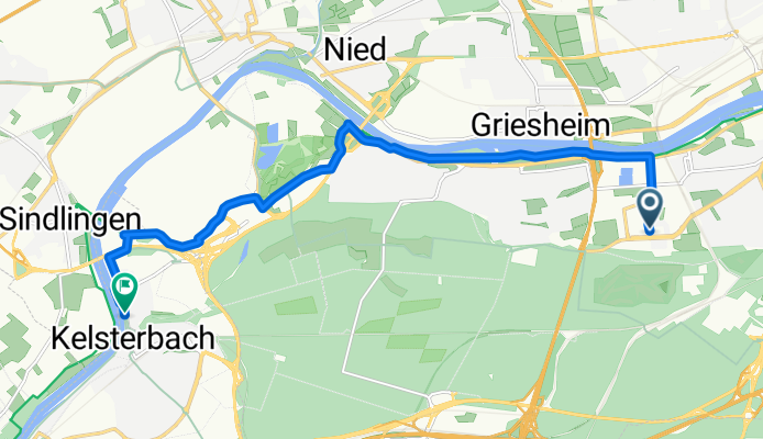 Lyoner Straße, Frankfurt am Main nach Leinepfad, Kelsterbach