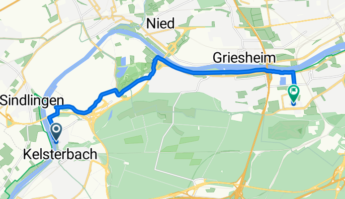 Leinepfad, Kelsterbach nach Lyoner Straße, Frankfurt am Main