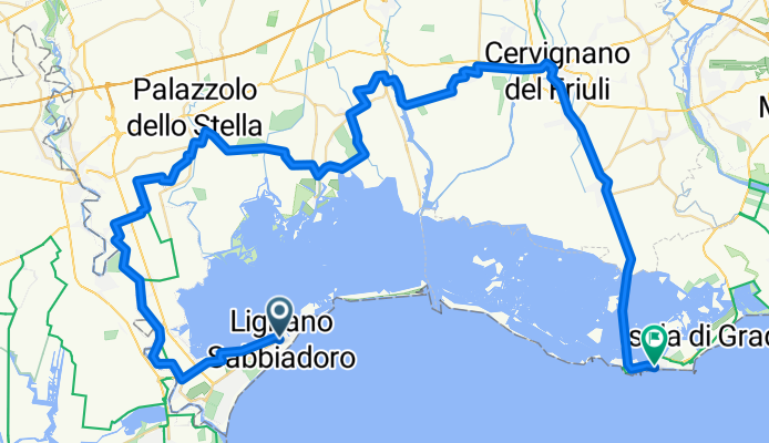 Route from Lignano Sabbiadoro