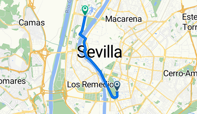 Plaza América, Seville to Calle Marie Curie, Seville