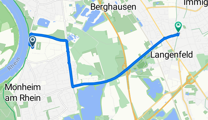 Rheinpromenade, Monheim am Rhein nach Hauptstraße, Langenfeld (Rheinland)