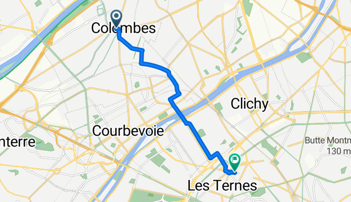 Rue Gabriel Péri, Colombes à Rue Pierre Demours, Paris