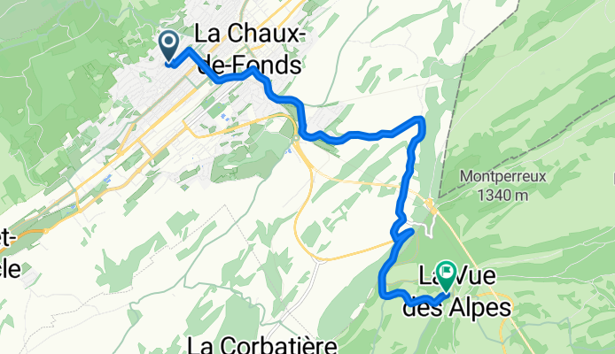 De Rue Combe-Grieurin à Route de la Vue-des-Alpes