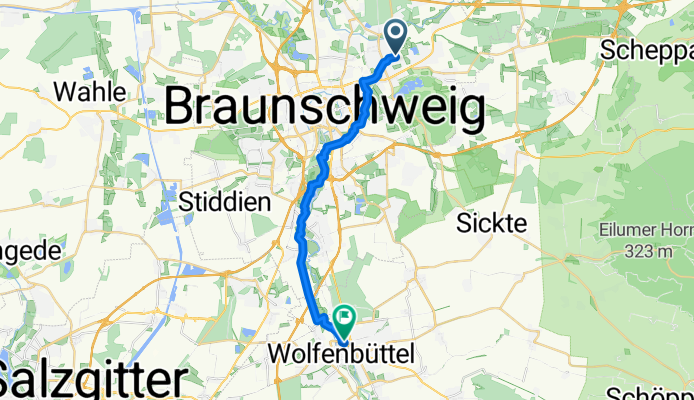 Volkmaroder Straße, Braunschweig nach Am Okerufer, Wolfenbüttel