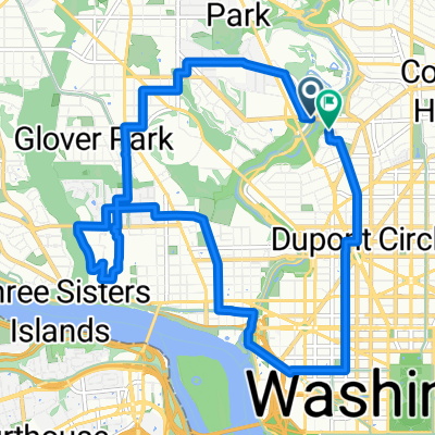 Calvert St NW & Duke Ellington Bridge to Calvert St NW & Duke Ellington Bridge