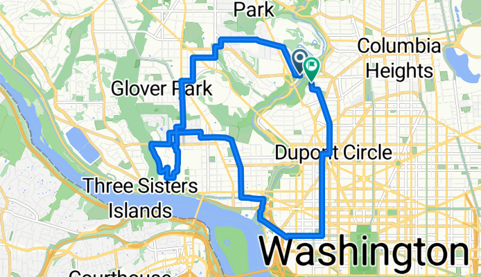 Calvert St NW & Duke Ellington Bridge to Calvert St NW & Duke Ellington Bridge