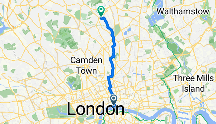 Carmelite Street, London to Topsfield Parade, London