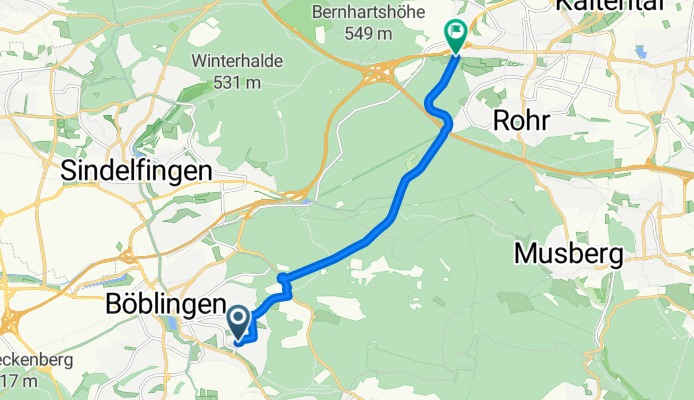 Sperberweg, Böblingen to Untere Waldplätze, Stuttgart