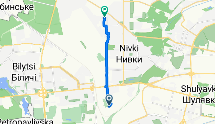 От Чистяківський провулок 3, Київ до вулиця Мрії 17А, Київ