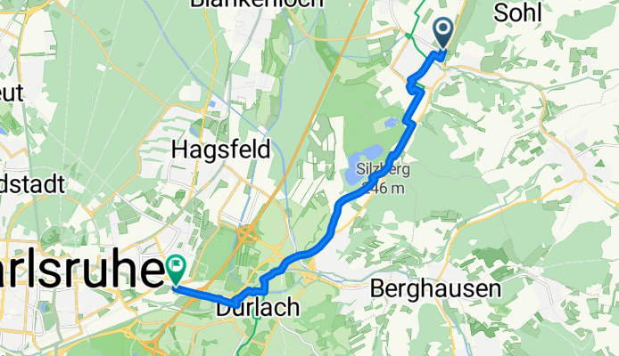 Bruchsaler Straße, Weingarten (Baden) nach Durlacher Allee, Karlsruhe