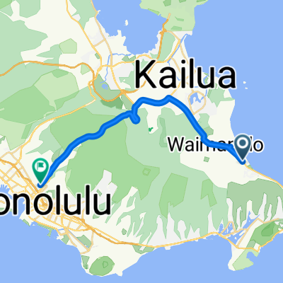 Kalanianaole Hwy, Waimānalo BeachへNuuanu Ave, ホノルル