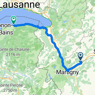 Route des Chiles, Saillon nach Avenue de la Gare, Évian-les-Bains