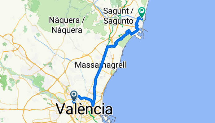 Carrer de la Marina Baixa, València to Carrer de Jaime Roig, Canet d'en Berenguer