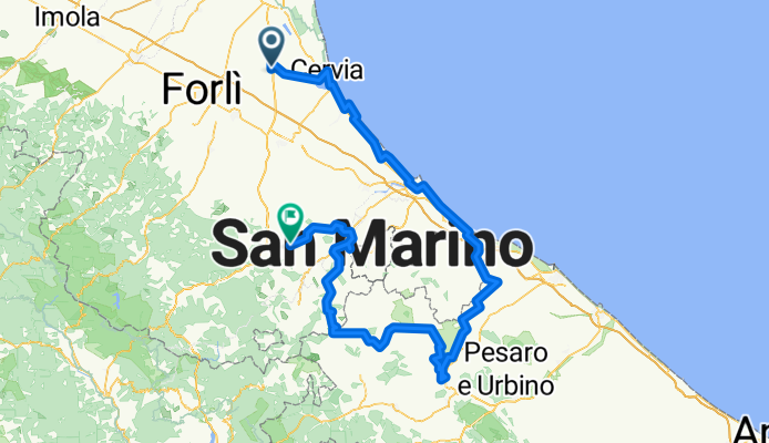 Via Becchi Tognini Est, Ravenna a Via Montetiffi Ca' di Magnano, Sogliano al Rubicone