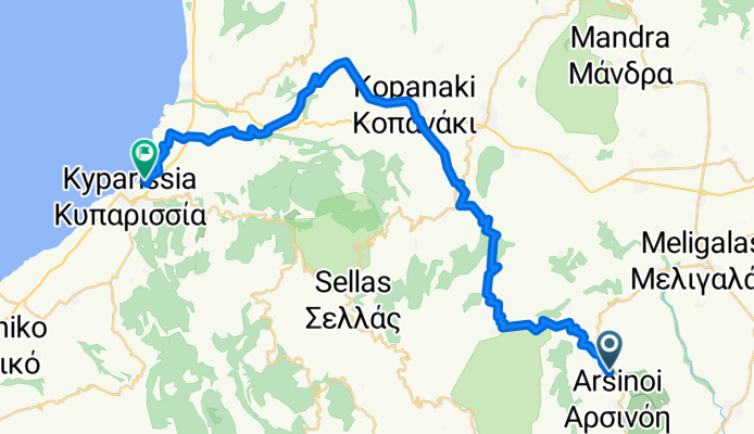 Mavrommati to Kyparissia Art Hotel