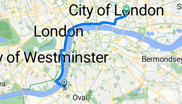 South Lambeth Road, London에서 Old Broad Street, London까지