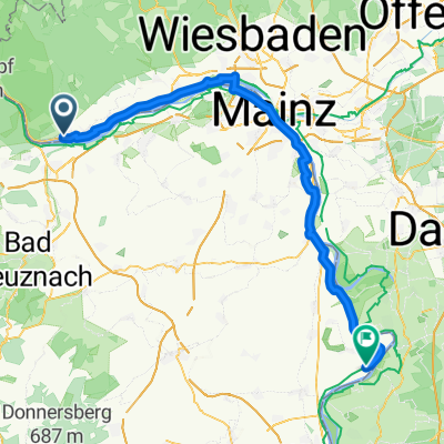 tag 2 : Grabenstraße, Rüdesheim am Rhein nach Landdammstraße, Hamm am Rhein