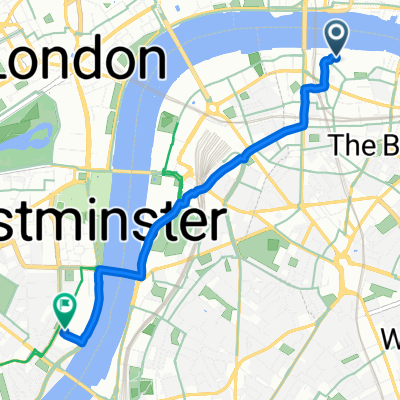 Three Cranes Walk, London to 5 Atterbury Street, London