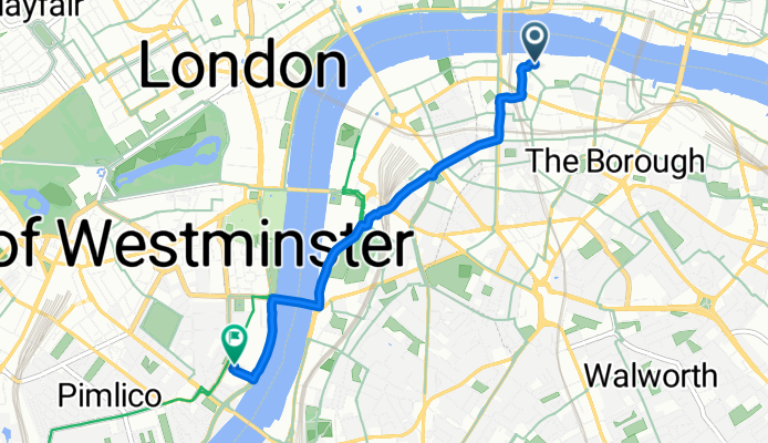 Three Cranes Walk, London to 5 Atterbury Street, London