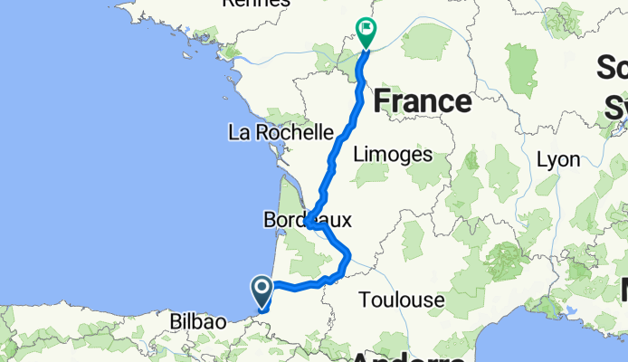 Directions from Biarritz, France to Tours, France