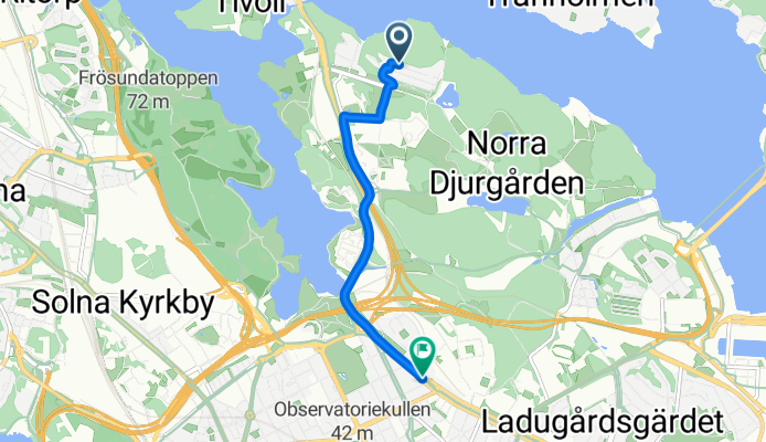 Forskarbacken, Stockholm to Valhallavägen, Stockholm