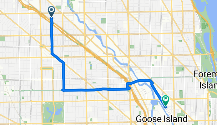 W Belmont Ave, Chicago to N Kingsbury St, Chicago