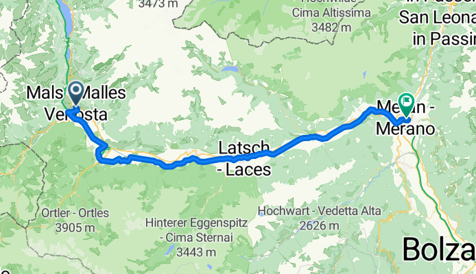 Bahnhofstraße, Mals nach Laubengasse, Meran