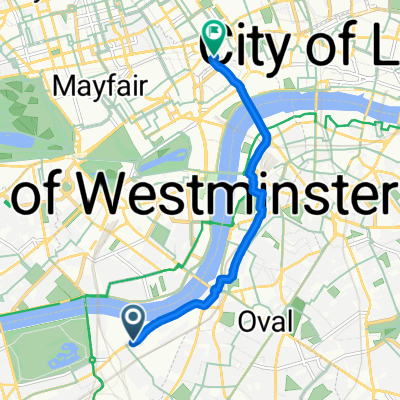 Battersea Park Road, London to Endell Street, London