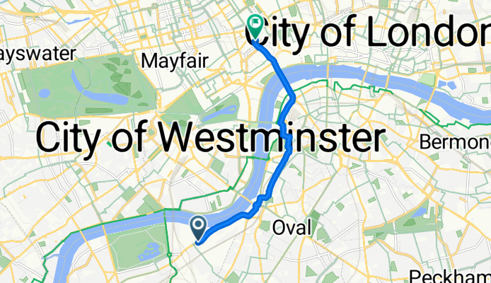 Battersea Park Road, London to Endell Street, London