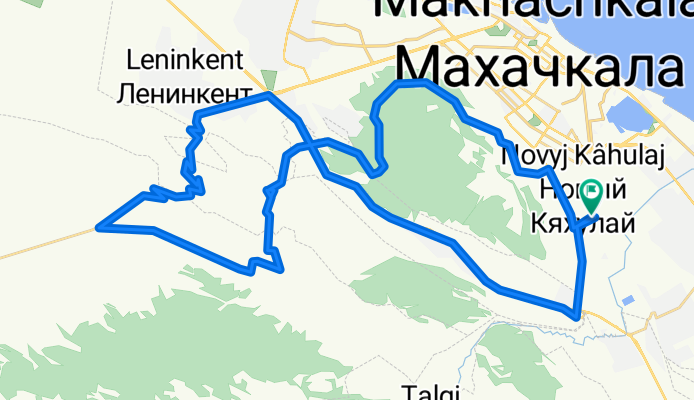 Монтажная улица, Городской Округ Махачкала до Блестящая улица, Городской Округ Махачкала