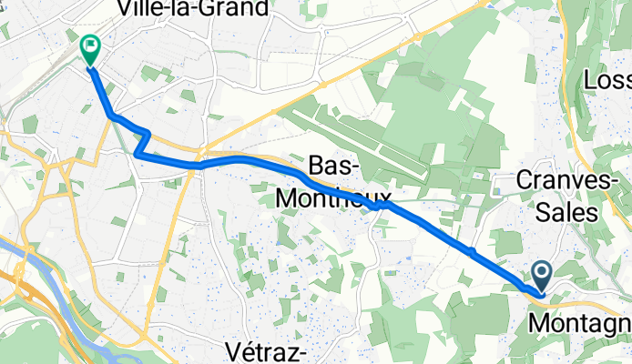 Chemin Lapraz, Cranves-Sales à Esplanade François Mitterrand, Annemasse