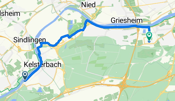 Leinepfad, Kelsterbach nach Lyoner Straße, Frankfurt am Main