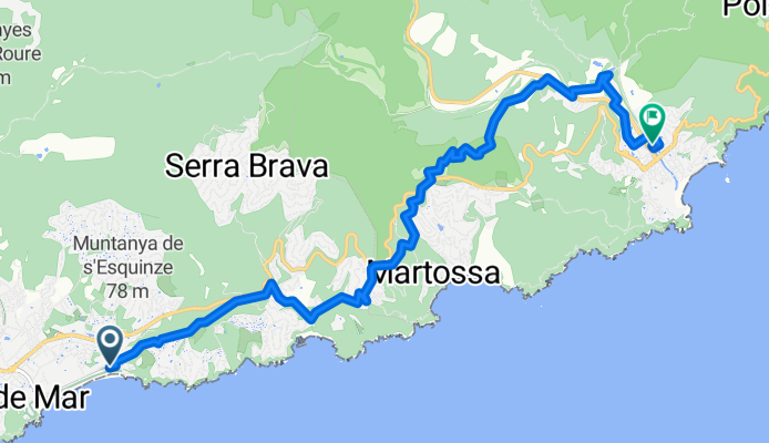 Passeig de Camprodon i Arrieta, Lloret de Mar naar Avinguda Pau Casals, Tossa de Mar