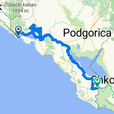 Euro Velo 8 Montenegro - route with changes