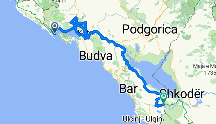 Euro Velo 8 Montenegro - route with changes