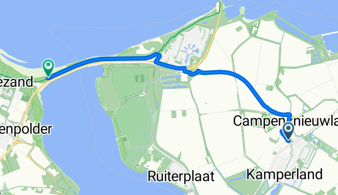 Ruiterplaatweg, Kamperland nach Parallelweg N 57 West, Vrouwenpolder