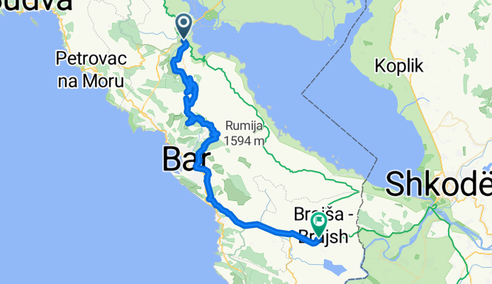 Euro Velo 8 MNE section alternative Virpazar - Vladimir (via Bar)