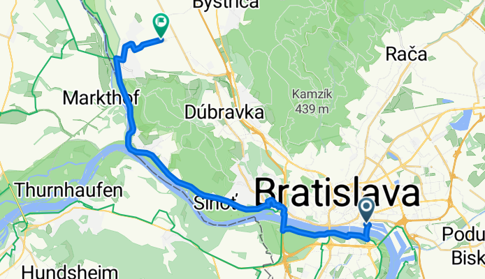 Pribinova, Bratislava I до Devínska Nová Ves, Bratislava IV