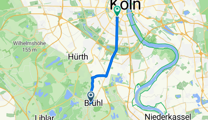 Brühl, Brühl nach Am Weidenbach, Köln