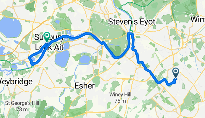 Edenfield Gardens, Worcester Park to Thames Street, Sunbury-On-Thames