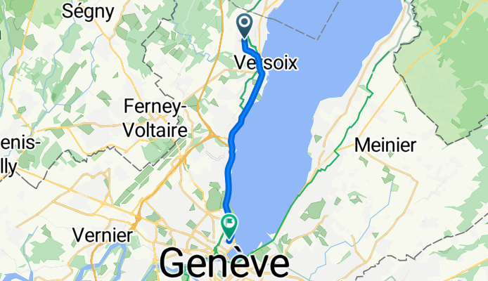 Chemin du Lac, Versoix à Rue des Pâquis, Genève