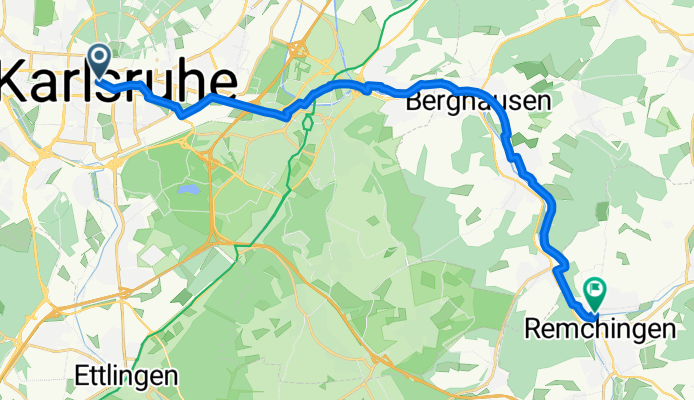Waldstraße, Karlsruhe nach Kronenstraße, Remchingen